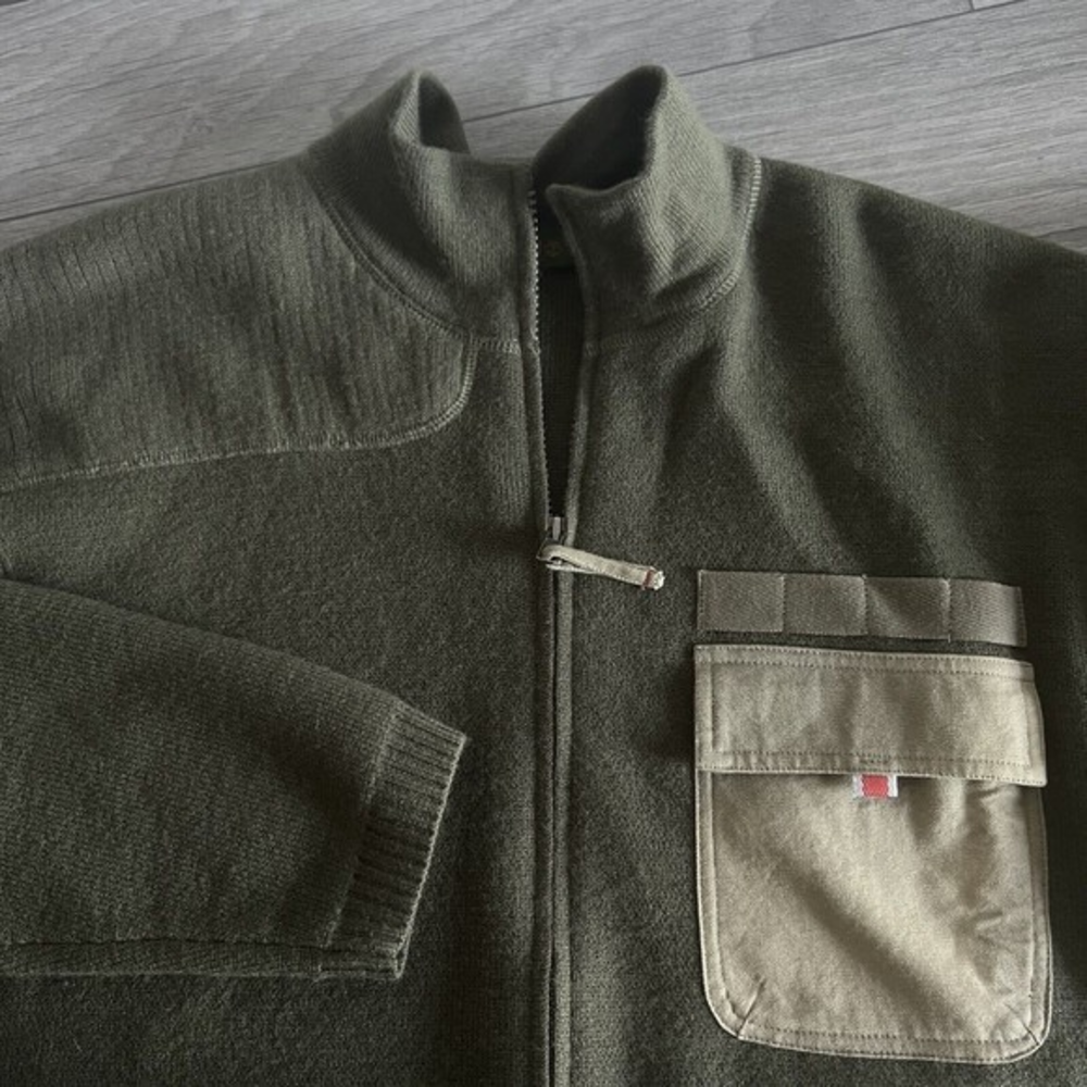 Timberland Wool Full Zip‎ Jacket Sweater Green Size Large